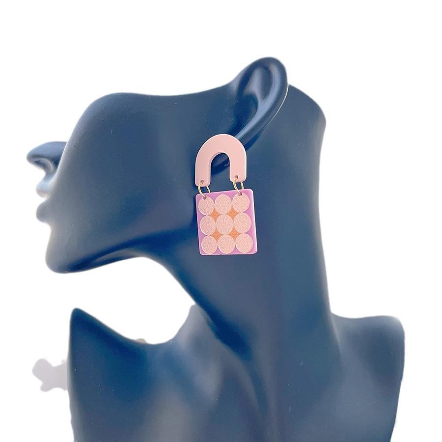 Creative Acrylic Geometric Earrings: Fun Handbag Shape, Irregular INS Style for Women and Girls