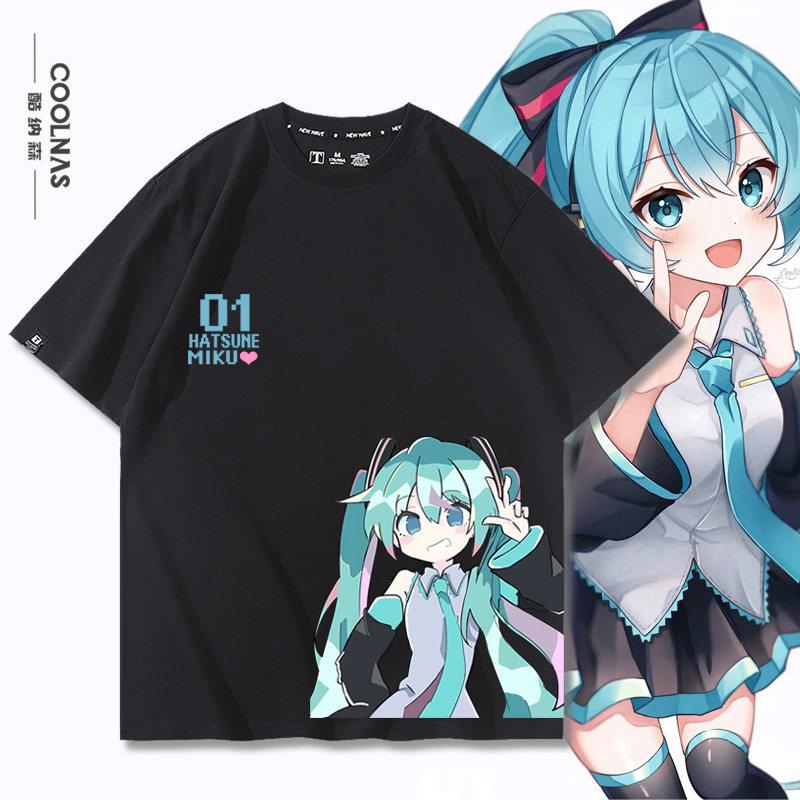 Hatsune Miku Miku Animation Anime Cartoon Around Pure Cotton Printed TShirt New Unisexs and Unisexs Loose Casual TShirt