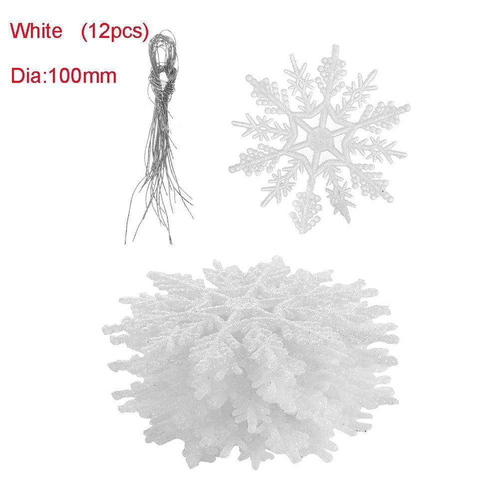 12Pcs 7.5cm Gold Powder Snowflake for Xmas Charming White Christmas Tree Decor Xmas Party Holiday Christmas Ornaments Home Decor