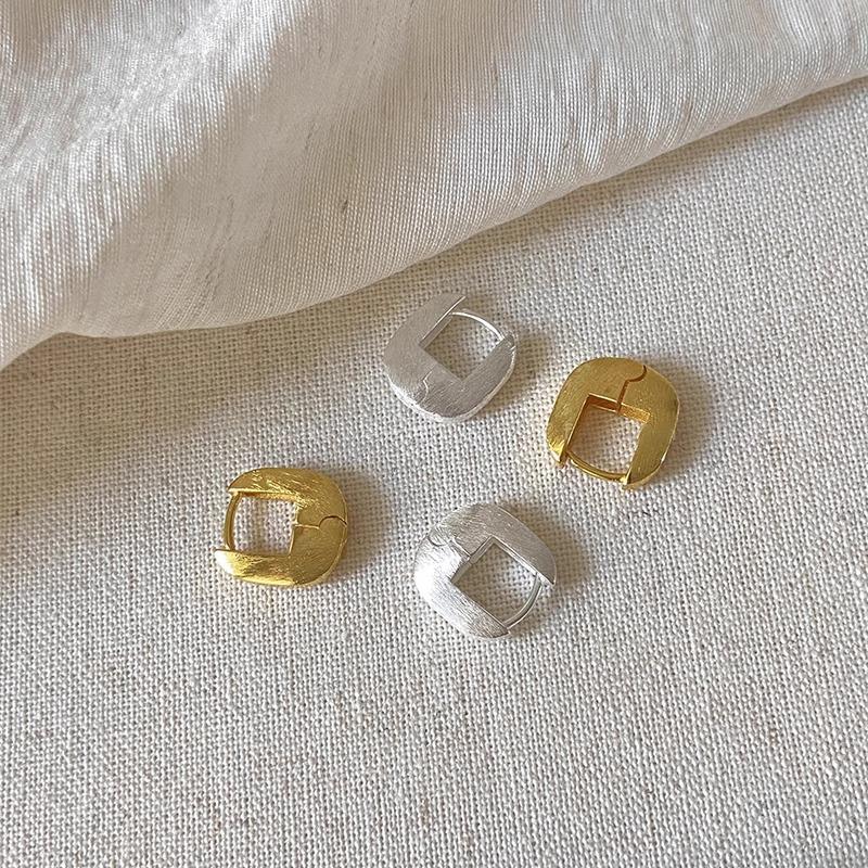 Simple Geometric Frosted Earrings Female Cold Wind Temperament Earring Buckle Niche Hundred with Earrings Affordable Dainty Earrings Daily Wear