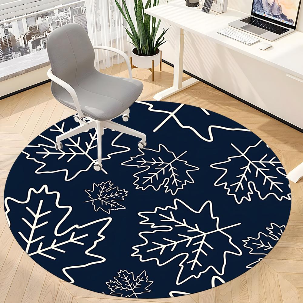 1pc Autumn Leaves Office Round Area Rug, Indoor Mat Suitable ForOffice, Under Office Chairs Bedroom Living Room Home Decor, Room Decot055