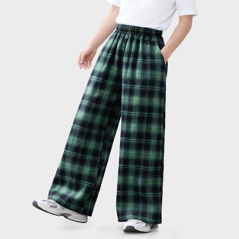 Tutu Elephant Girls' Retro Plaid Casual Wide-Leg Pants