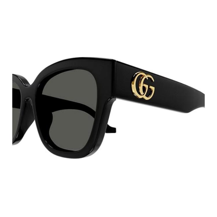 Gucci Web Logo Acetate Irregular Sunglasses Unisex Sunglasses Black GG1550SK001