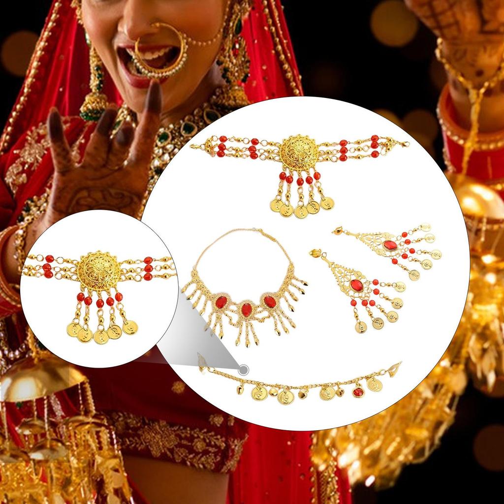 Belly Dance Jewelry Set Antique Hair Chain Tassel for Party Wedding Performances