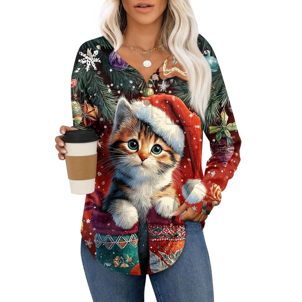 Женский модный топ с длинными рукавами в стиле ретро с принтом