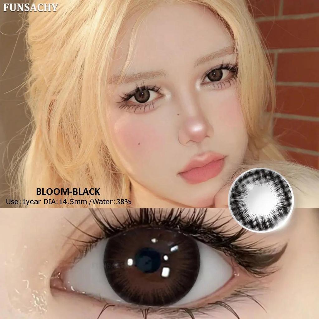 FUNSACHY - 2 lentes de contacto de color azul para miopía de 0 a 8 grados, maquillaje cosmético anual, pupilas de 14,5 mm, lentes grises