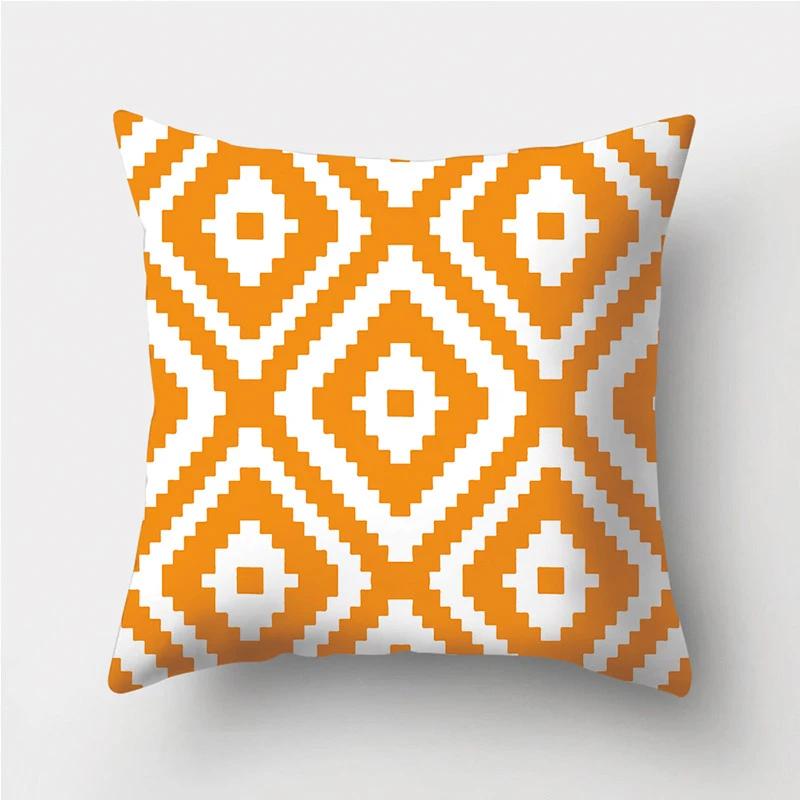 Orange Geometric Pattern Decorative Cushions Pillowcase Polyester Cushion Cover Throw Pillow Sofa Decoration Pillowcover 40923