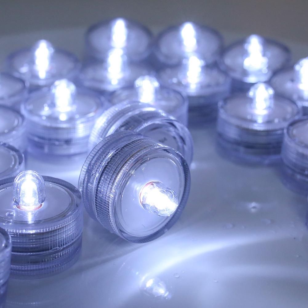 12Pcs Submersible Waterproof LED Tea Light Pond Underwater Tealights Battery Operated Flameless Electric Candles Vase Pond Decor