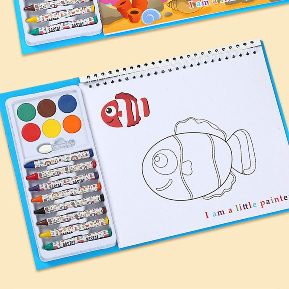 New Puzzle Crayon Watercolor Book Set Educational Astronauts Painting Book Drawing Doodle Book Gift