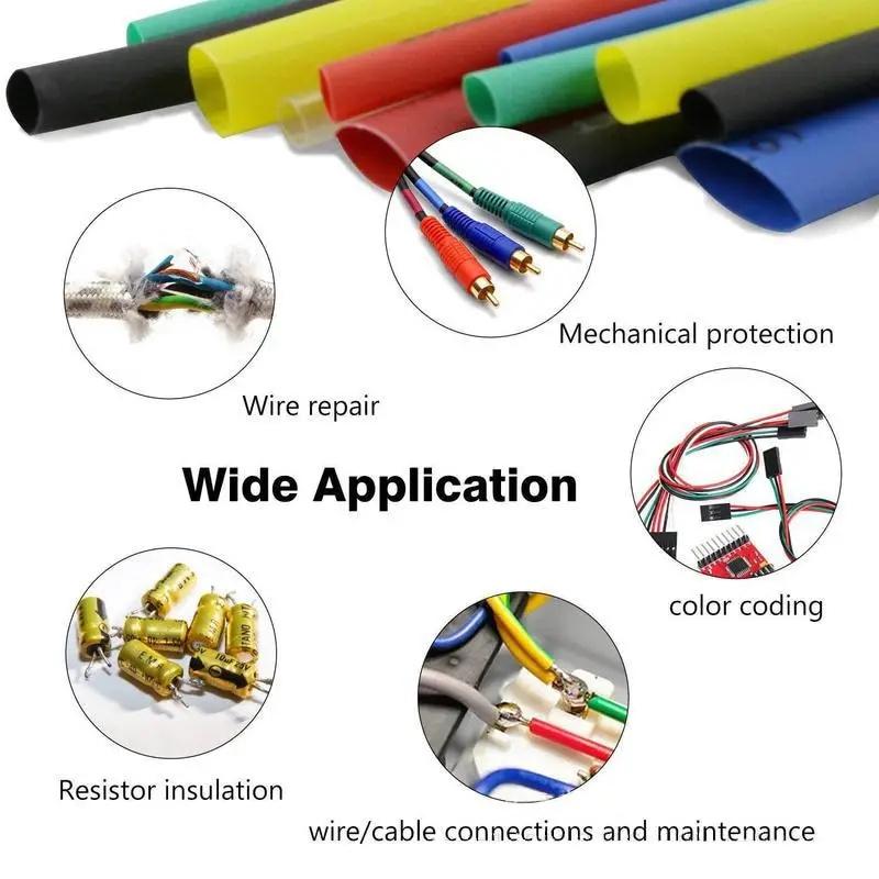 164/560pcs Polyolefin Heat Shrink Tubing Set 2:1 Shrink Ratio for Wires Cables Multicolor Sleeves