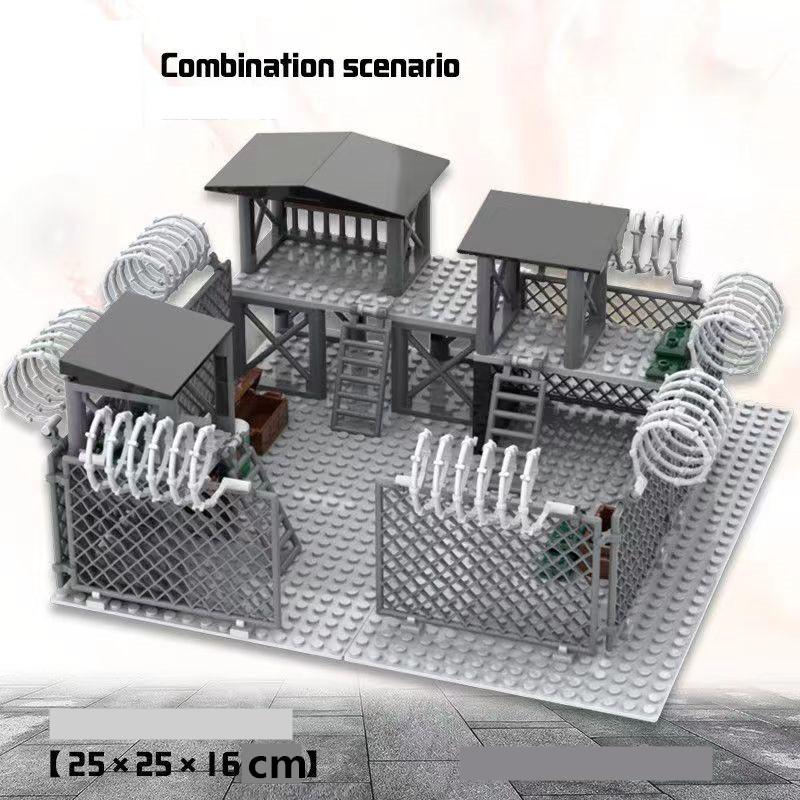 Military War Scene Series Fortress Base Battery watchtower Street View Building Block Toys  Playsets For Children Gift Presents Friend