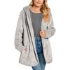 Women's Fashionable Solid Color Long Sleeved Pocket Loose Hooded Button Plush Jacket
