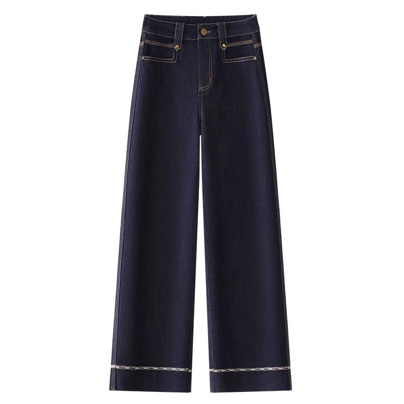 

Dark Blue Women s High Waist Straight-Leg Jeans - 2025 Slimming Spring Style M