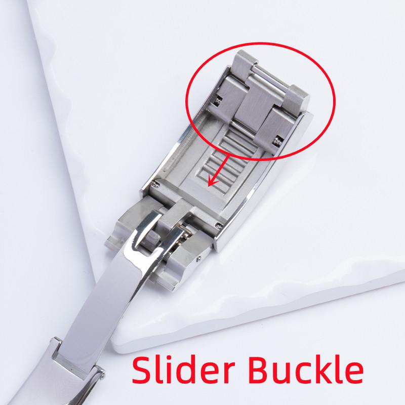 316L 17x9mm Stainless Steel Glide Slider Lock Folding Buckle For Rolex New Submariner Rubber Leather Bracelets Deployment Clasp