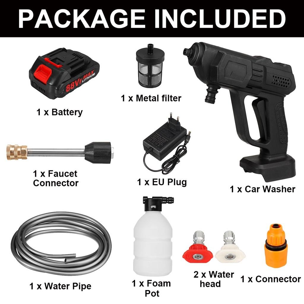 Portable High Pressure Car Wash Spray Guns Cordless Water Jet Gardening Washing Machine 88VF