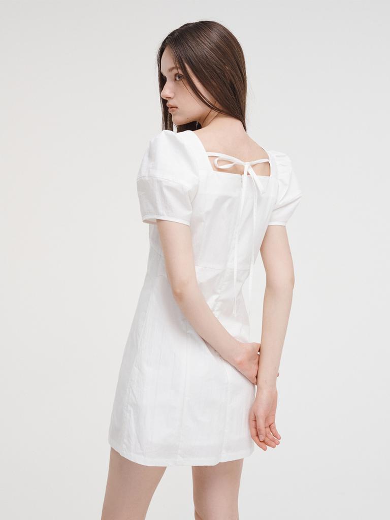 Etmont Square Puff Mini Dress, White