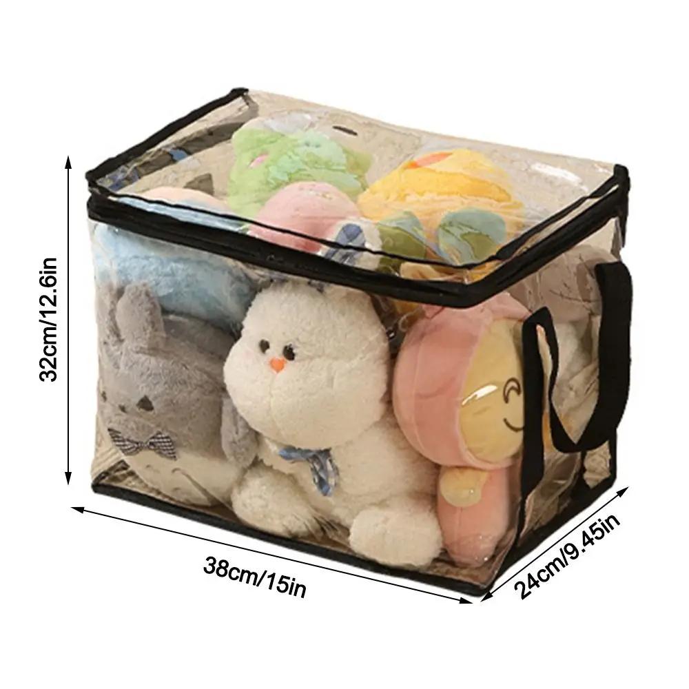 Large Capacity PVC Toy Storage Box Waterproof Transparent Doll Organizing Bag with Handle Portable Collection Container