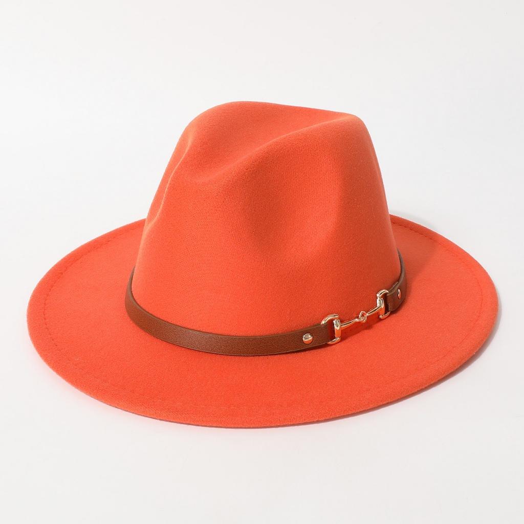 Fashionable spring and summer new wool felt hat with flat brim and wide brim, British retro jazz hat, black wool western cowboy hat