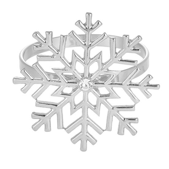 1/2/6Pcs Golden Metal Napkin Ring Faux Pearl Decor Snowflake Design Winter-themed Napkin Holders Weddings Parties Table Decor