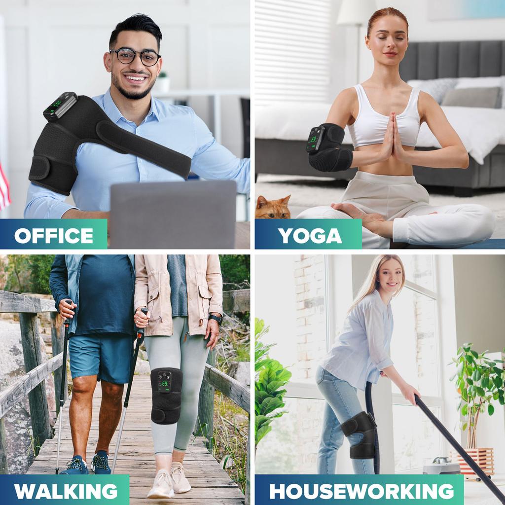 3 In 1 Cordless Thermal Knee Pad Knee Shoulder Massager Vibration Leg Arm Joint Brace Muscle Relax Joint Brace Muscle Relaxation