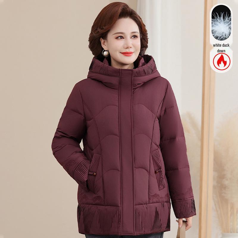 

Women s 2026 Winter Hooded Down Jacket for Moms: Warm, Stylish, 50% White Duck Down 2XL (recommended for 47.5-55 kg) пурпурно красный