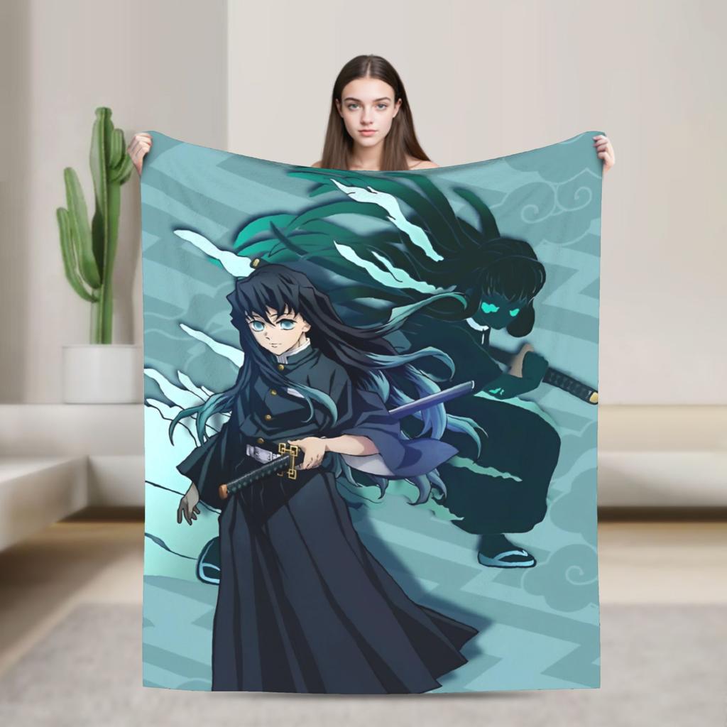 Nezuko's Kimono Tribute- Asanoha Pink Hemp Leaf Blanket Demon Slayer Flannel Funny Warm Throw Blanket for Home Winter