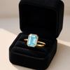 Vintage Emerald Cut Aquamarine Engagement Ring Promise Ring For Her Anniversary Gift For Wife Christmas Present