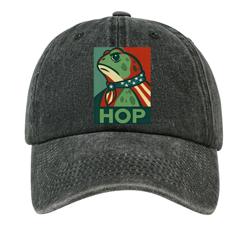 Men's Washed Cotton Baseball Cap With Printed Distressed Soft Top Denim Hat, Vintage Hat