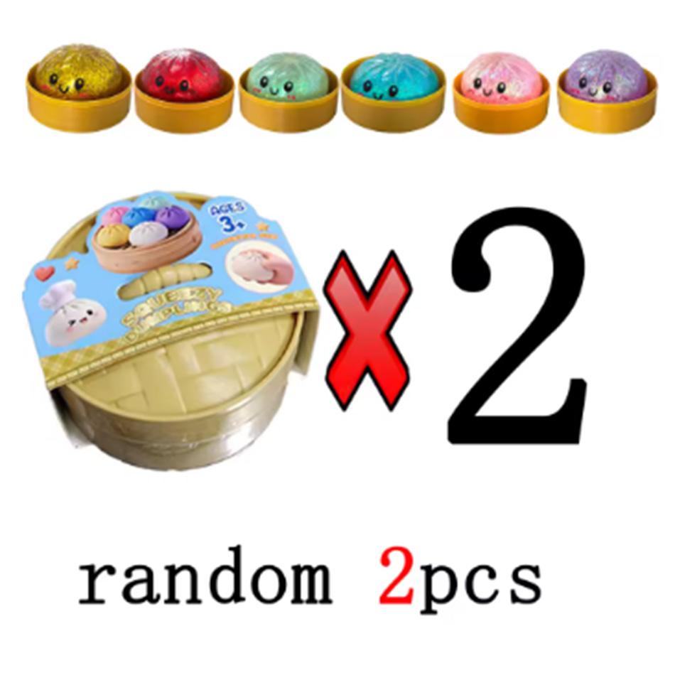 Glitter Dumpling Squishy Toy, Fast Rebound Soft Fidget Toy, Cartoon Steamed Dumpling Stress Relief Toy