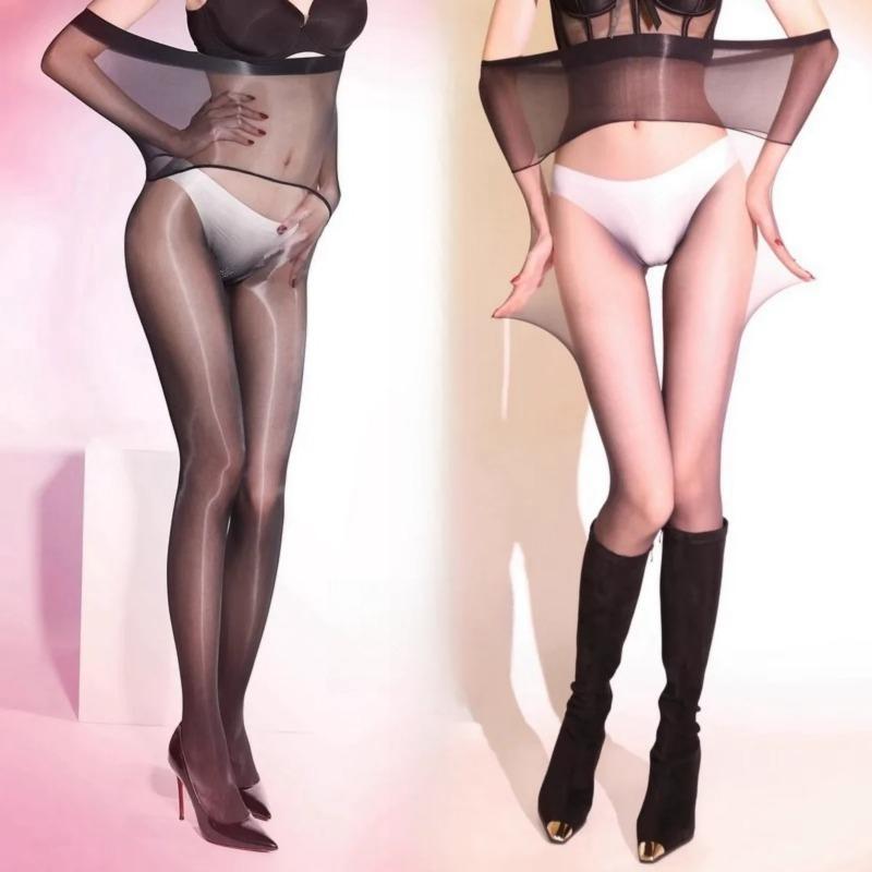 Sexy Women Plus Size Deep Crotch Pantyhose Elastic High Waist Soft Stretchy See Through Skinny Stocking Legging Ootd Ol Fashion