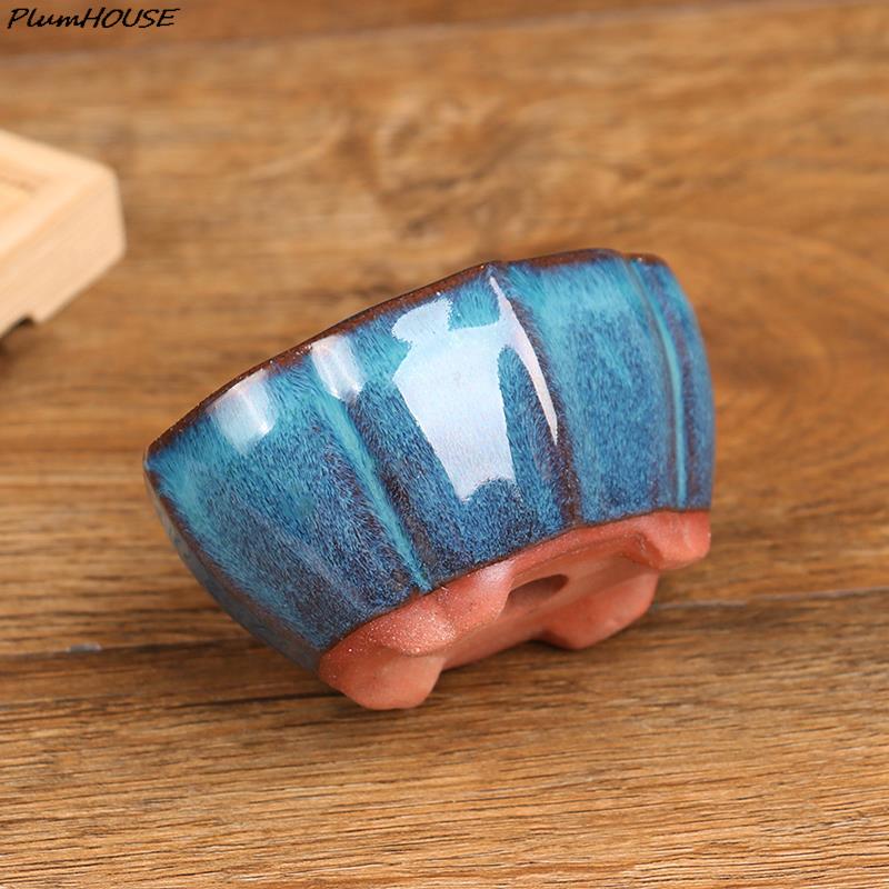 1 pz Vaso per Bonsai Stile Cinese Creativo Ventilato Sabbie Viola Artigianato Ceramico Vaso per Piante Fioriera Per Casa Ufficio