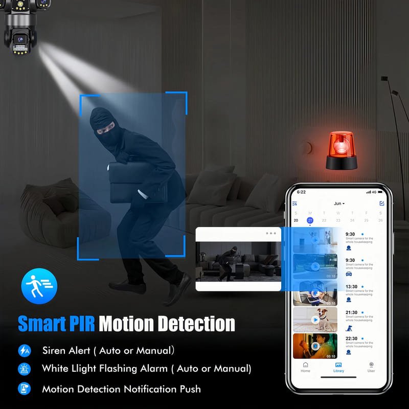 12MP Drievoudige Schermen IP66 Buiten HD Nachtzicht Ai Menselijke Detectie WiFi Bewakingscamera V380 Pro 4G SIM-kaart IP Beveiligingscamera