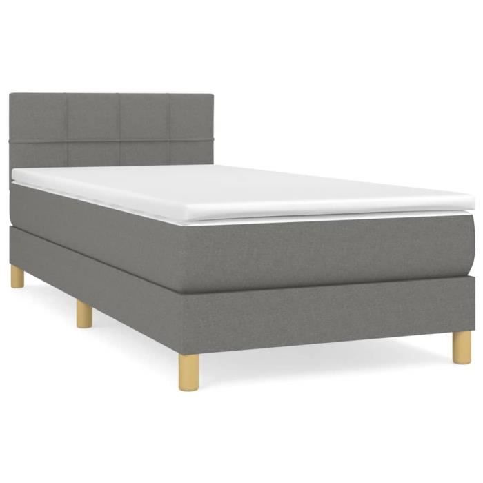 3140570 vidaXL Divan Bed with Mattress Dark Grey 80x200 Cm Fabric