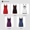 Women Sexy Sleepwear Nightdress Lace Silk Satin Night Dress Sleeveless Nighties V-neck Nightgown Plus Size Nightwear