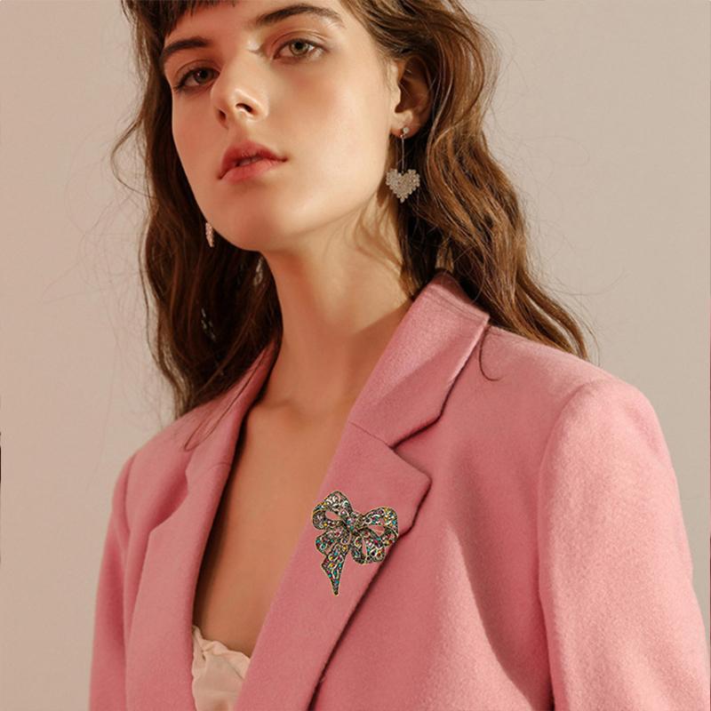 Stylish And Elegant Trendy Bow-Adorned Luxury Alloy -Encrusted Brooch