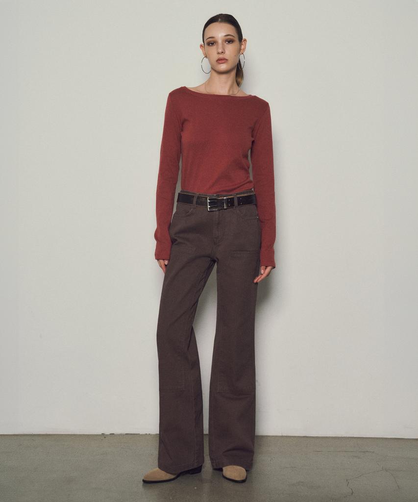 CITTA Double Knee Boot Cut Work Pants_Ctb529(Brown)