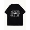 Oversized T Shirt Black Mushroom Art Print And Botanical Sketches Casual Streetwear For Women