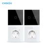 CNSKOU New Fashion EU/UK Waterproof Toughened Glass Panel Smart Home 1 Gang Touch WiFi Light Wall Switches for Smart Life