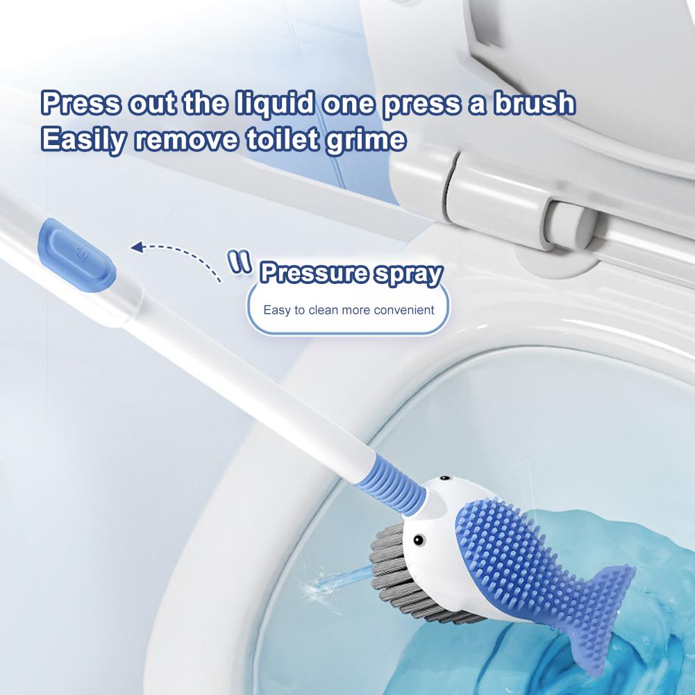 Squirt Whale Toilet Brush 360-Degree Cleaning Brush with Silicone Head Hanging Hole Design Wall-mounted Toilet Clean Brush
