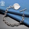 925 Sterling Silver Love Heart Pendant Bracelet Chain TO Buckle Jewelry