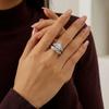 2Pcs Brilliant Square Zircon Promise Ring Set for Women Elegant Vintage Luxury Stackable Finger Ring Anniversary Party Jewelry