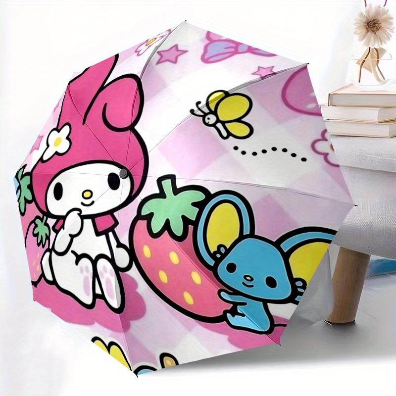 1pc My Melody Strawberry and Mouse Automatic Opening and Closing Umbrella - Suitable for Various Occasions, Outdoor Activities, Lightweight and Durabl