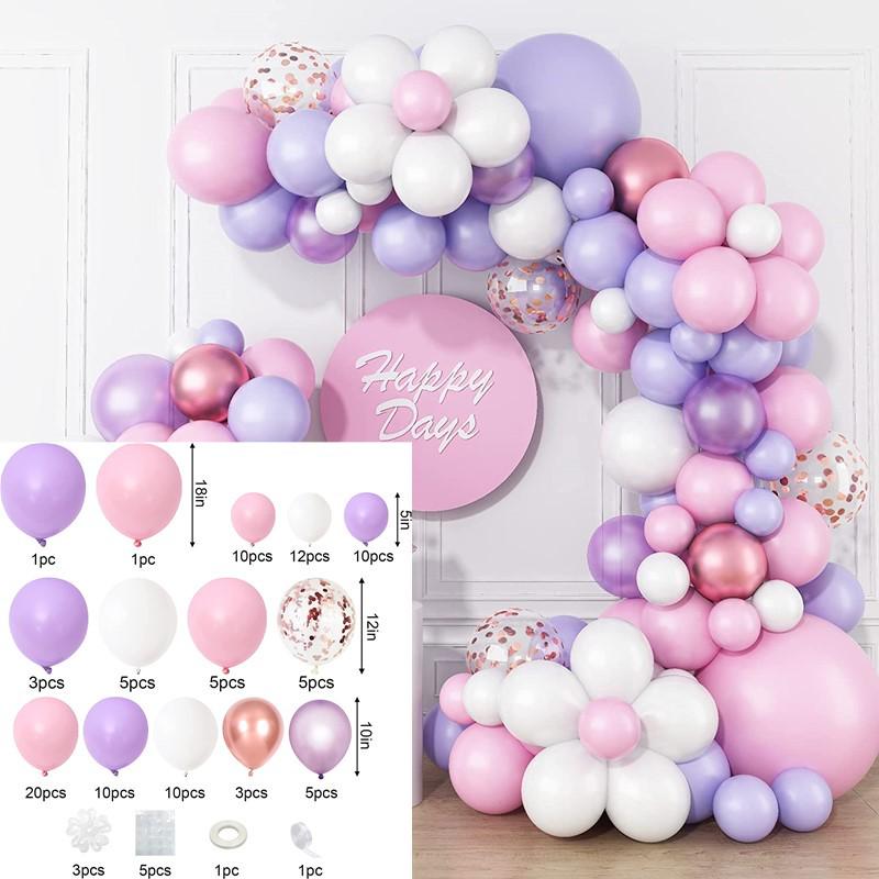 Colorful Macaron Daisy Wedding Dessert Table Decoration Set with Balloon and Flower Garland