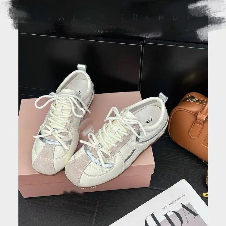 Silver Inner Height Increase Flat Bottom German Training Shoes Women's Shoes 2025 New Autumn and Summer Casual Sports Board Shoes Forrest Gump Shoes