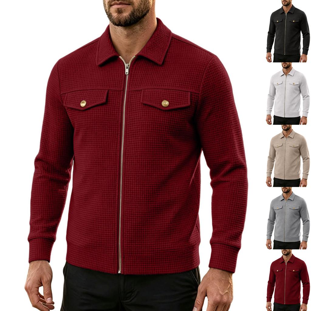 Men's Casual Color Lapel Collar Jacket for Spring and, Fashion Outerwear