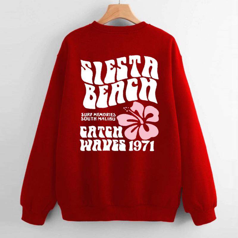 2025 Women's Round Neck "SIESTS BEAGH" Letter Hoodie