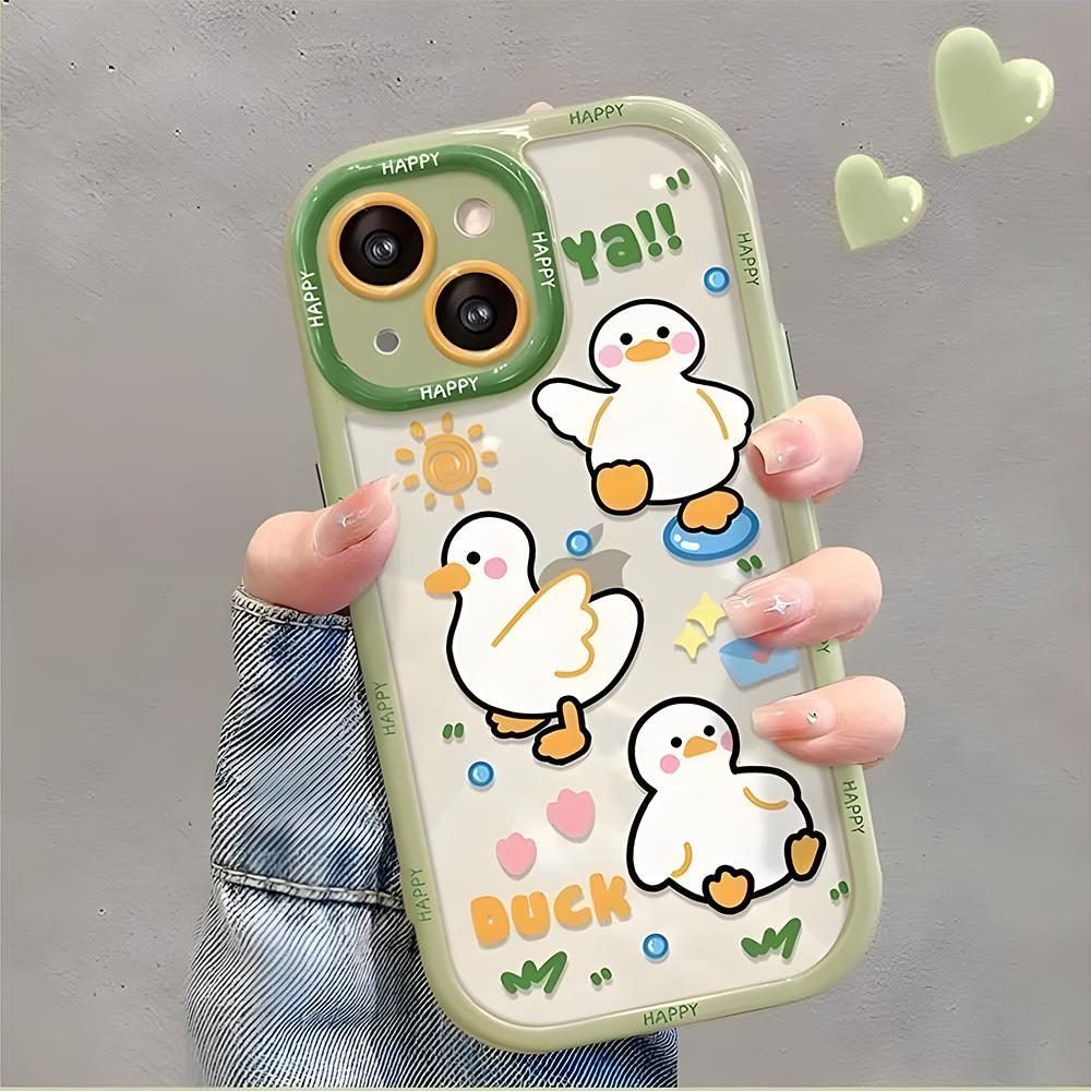 Roztomilý kreslený kachní obal na telefon pro iPhone 15 Case iPhone 13 11 12 14 Pro Max XR XS X 7 8 Plus SE Nárazuvzdorný nárazník Měkký kryt