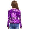 Mädchen Pailletten Strickjacke Oberteil Langarm Doppelreißverschluss Schößchen Design Cropped Jacke Geburtstagsparty Oberbekleidung