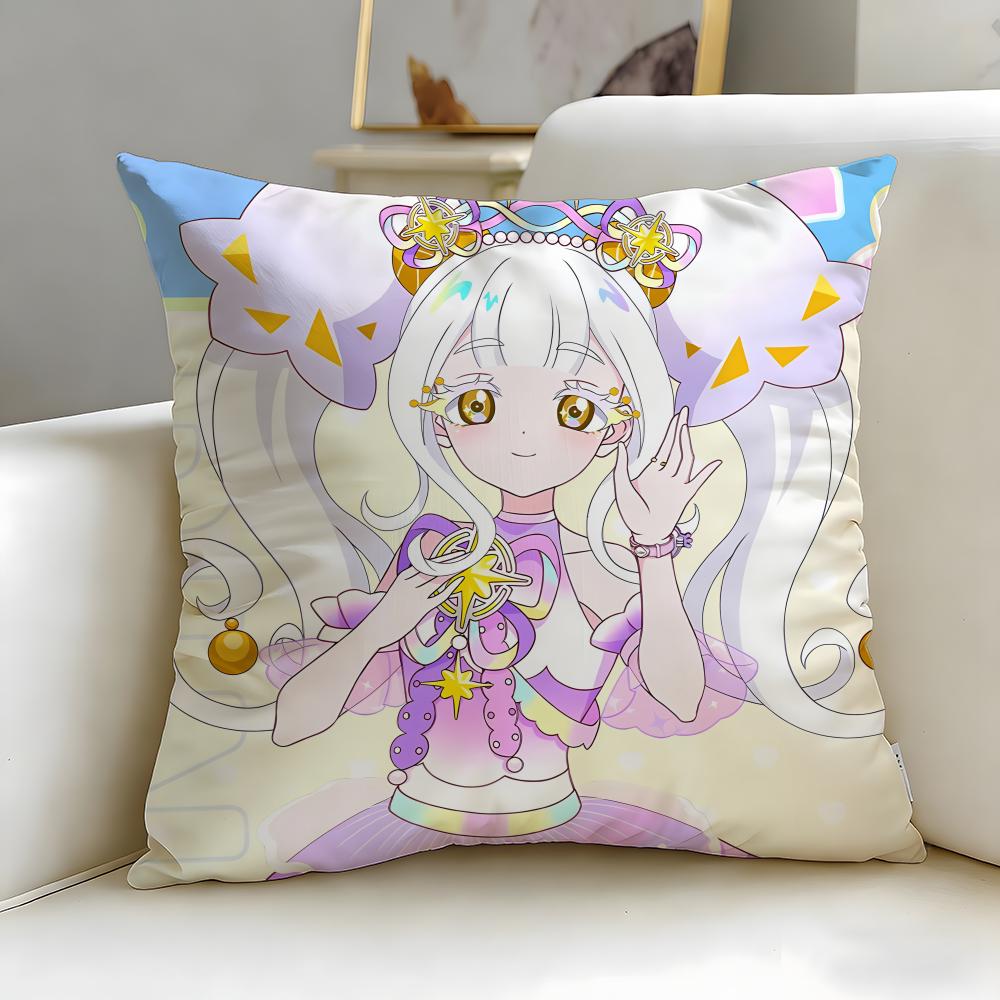 Idol Anime Kiratto Pri Chan Cushion Cover Soft  EasyWash Pillow Case  Versatile for Couch Bed Travel and Office