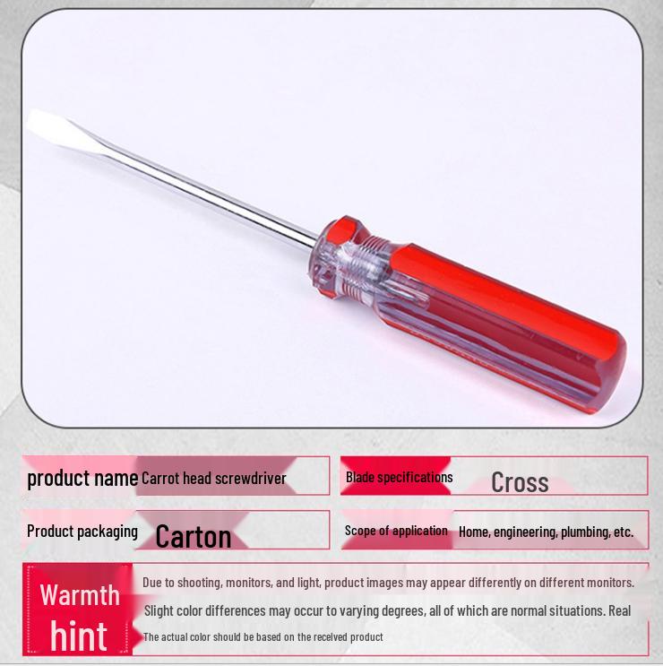 Transparent Handle Phillips & Flathead Screwdriver Set - 6mm, 4-8 Inch, 6x100mm Small